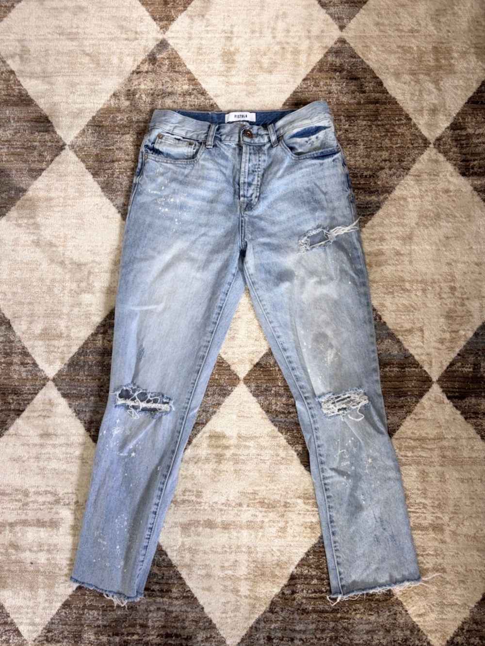 pistola Light Blue Distressed Boyfriend Jeans